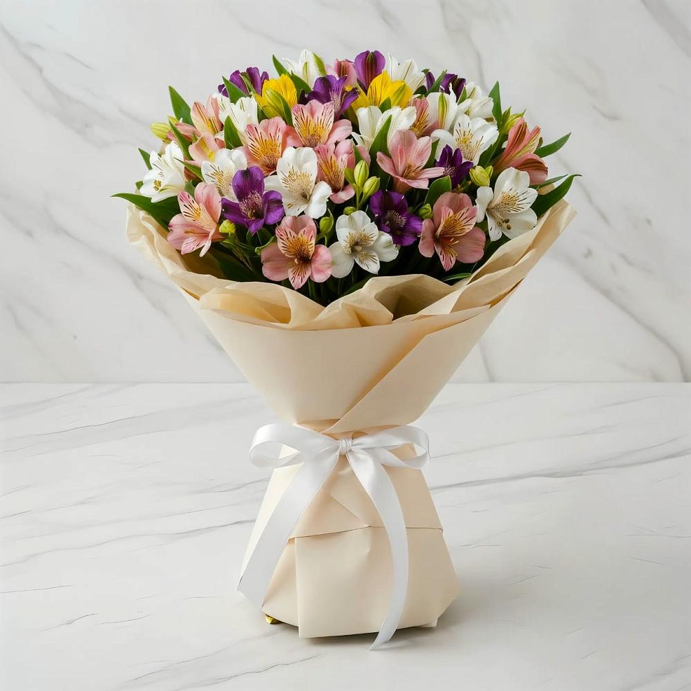 Букет цветов из: Альстромерии в Ромашково