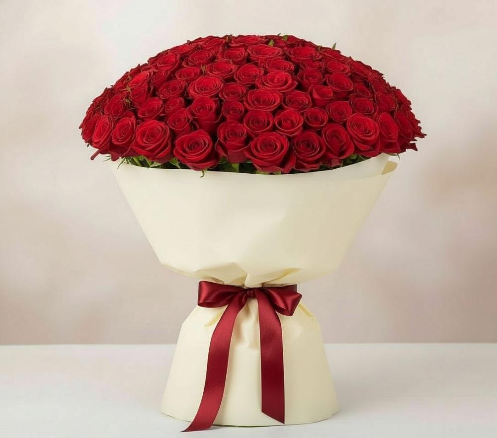 Букет 101 Красная роза Милано в Ромашково
