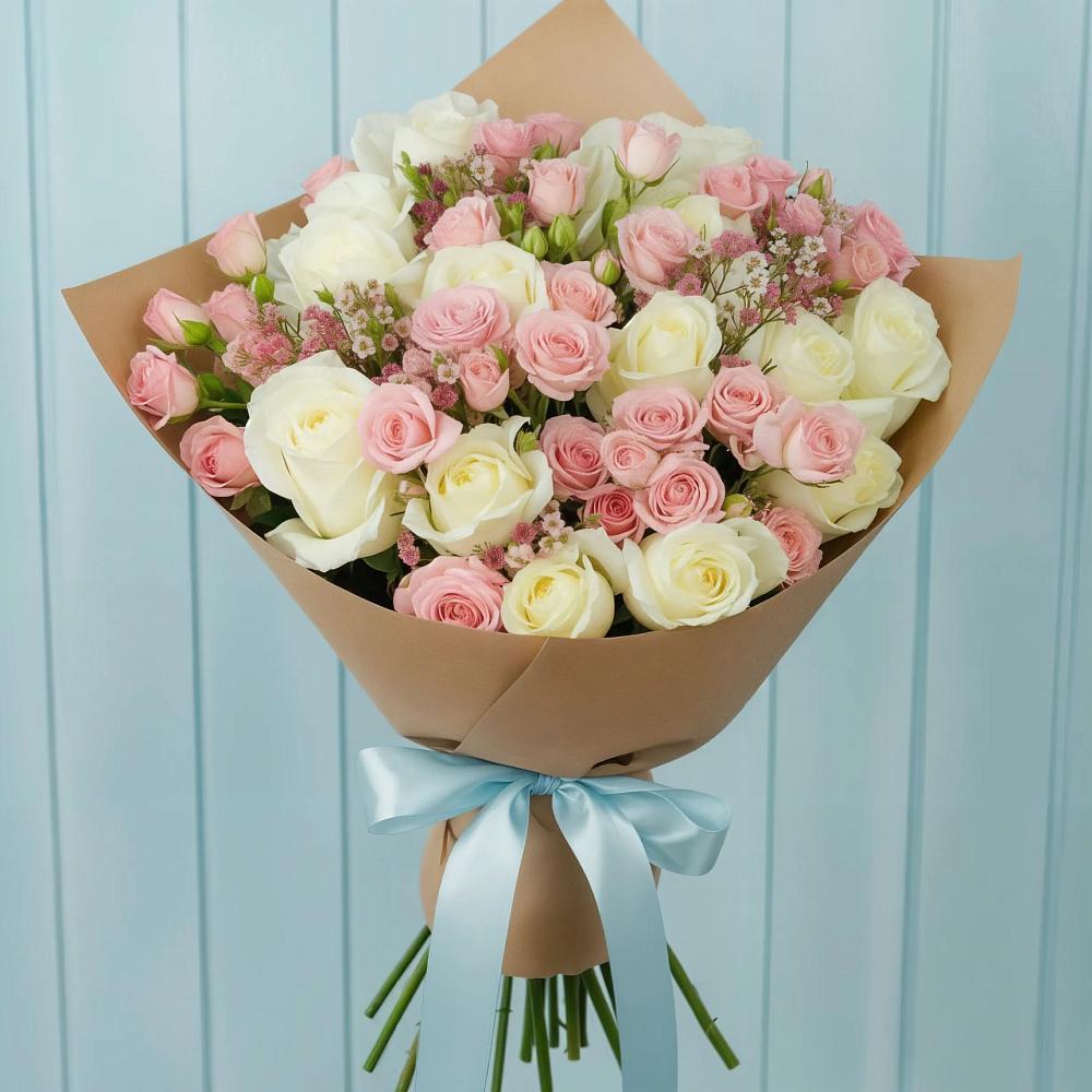 Букет цветов из: Розы в Ромашково