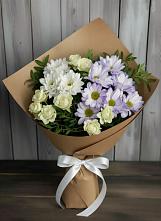 Букет цветов из:  Хризантемы и Розы в Ромашково