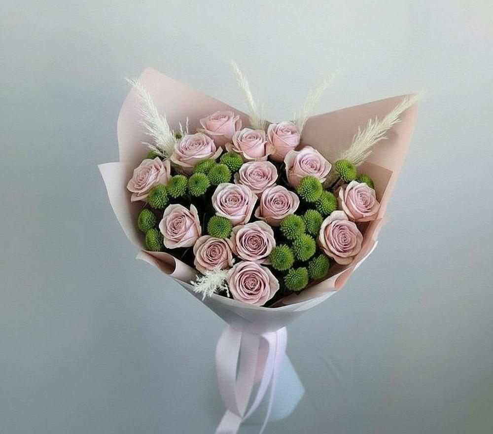 Букет цветов из: Розы и Хризантемы в Ромашково