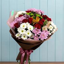 Букет цветов из:  Розы, Хризантемы и Альстромерии #REPLACE_PRED# Ромашково