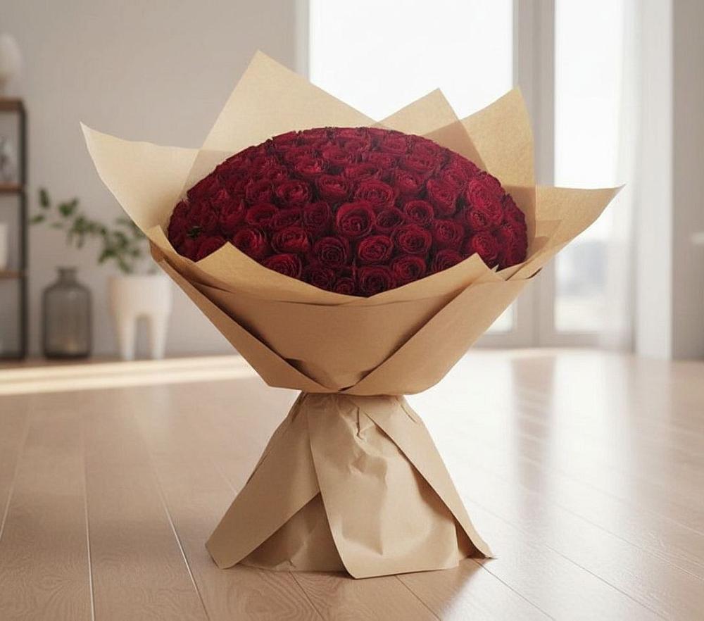 Букет 101 Красная роза в Ромашково
