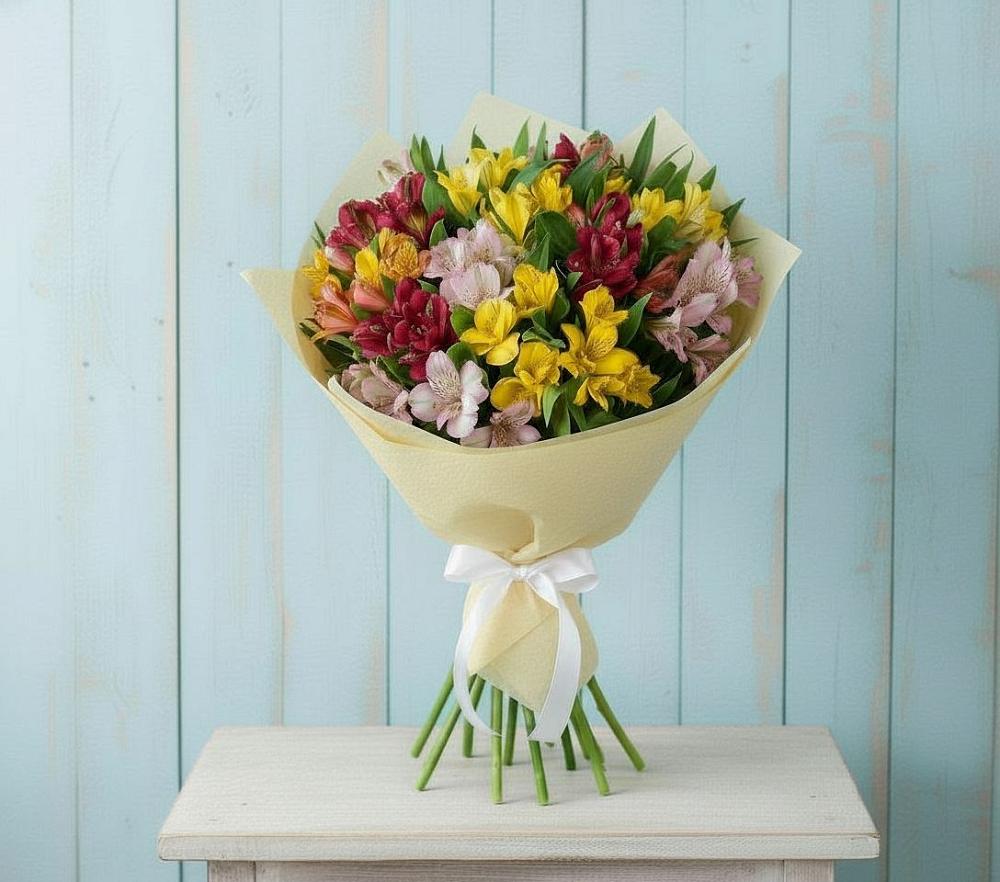 Букет цветов из: Альстромерии в Ромашково