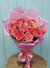 Букет 15 Розовых роз Равель #REPLACE_PRED# Ромашково